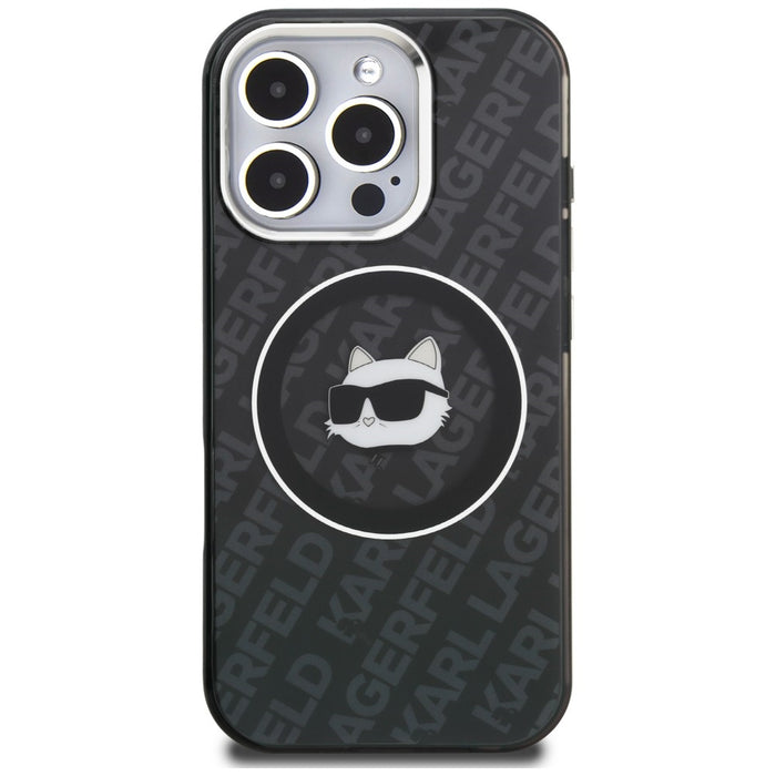 Кейс Karl Lagerfeld IML Choupette Head Logo MagSafe за iPhone 16 Pro Max - черен