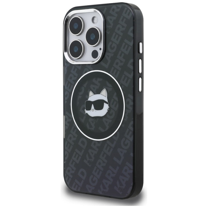 Кейс Karl Lagerfeld IML Choupette Head Logo MagSafe за iPhone 16 Pro Max - черен