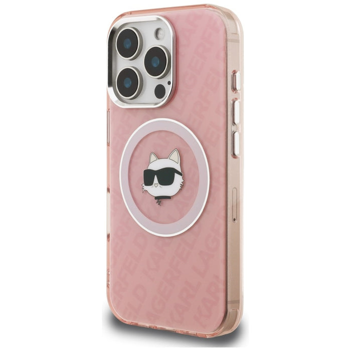 Кейс Karl Lagerfeld IML Choupette Head Logo MagSafe за iPhone 16 Pro - розов