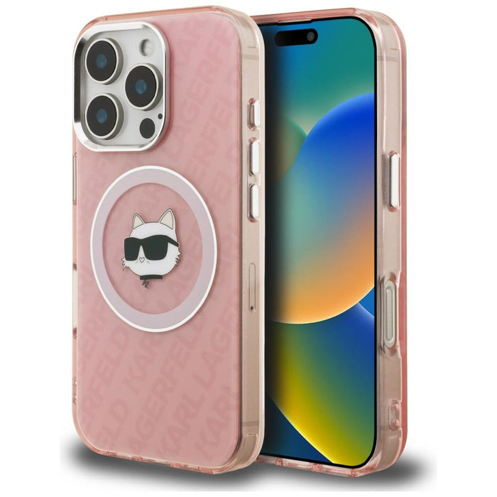 Кейс Karl Lagerfeld IML Choupette Head Logo MagSafe за iPhone 16 Pro - розов