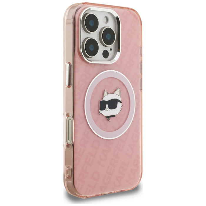 Кейс Karl Lagerfeld IML Choupette Head Logo MagSafe за iPhone 16 Pro - розов