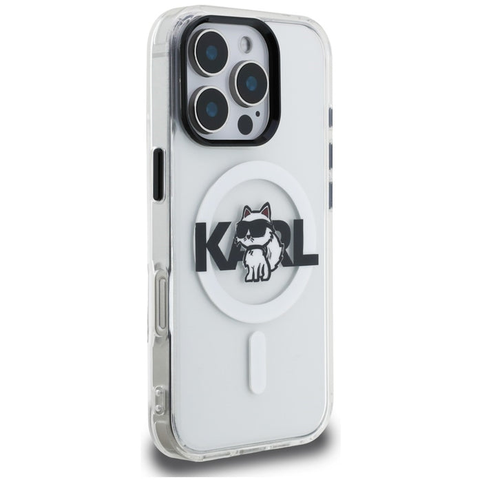 Кейс Karl Lagerfeld IML Choupette Sketch Logo MagSafe за iPhone 16 Pro Max - прозрачен