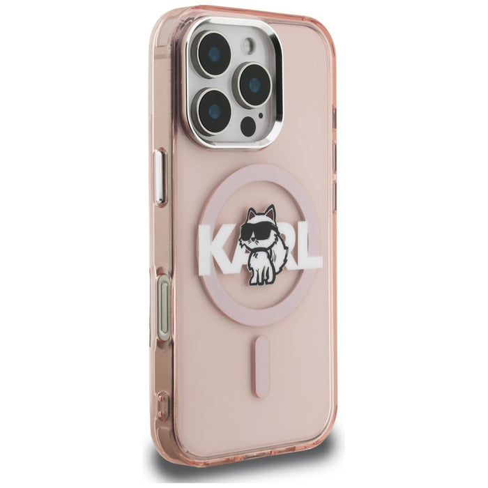 Кейс Karl Lagerfeld IML Choupette Sketch Logo MagSafe за iPhone 16 Pro Max - розов