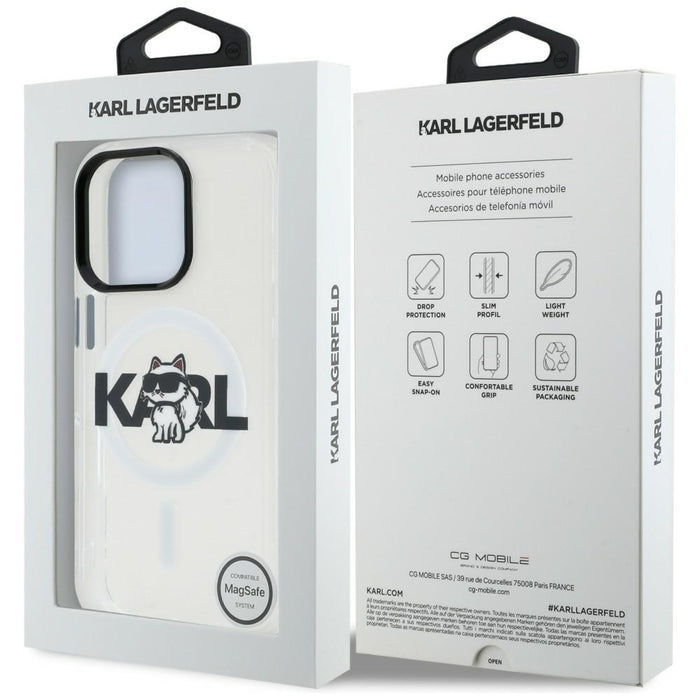 Кейс Karl Lagerfeld IML Choupette Sketch Logo MagSafe за iPhone 16 Pro - прозрачен