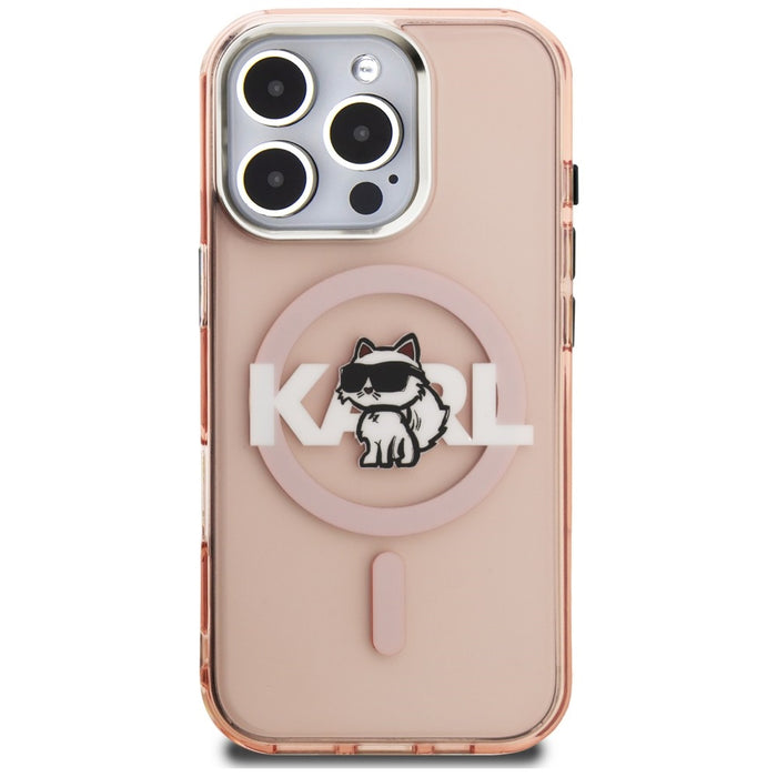 Кейс Karl Lagerfeld IML Choupette Sketch Logo MagSafe за iPhone 16 Pro - розов