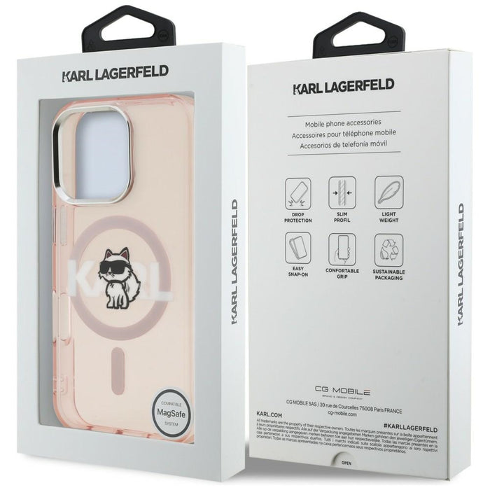 Кейс Karl Lagerfeld IML Choupette Sketch Logo MagSafe за iPhone 16 Pro - розов