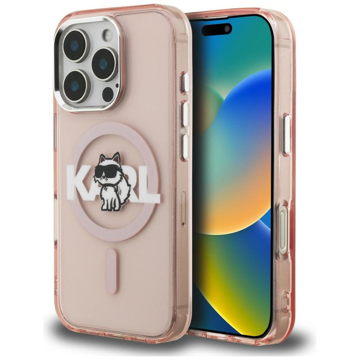 Кейс Karl Lagerfeld IML Choupette Sketch Logo MagSafe за iPhone 16 Pro - розов