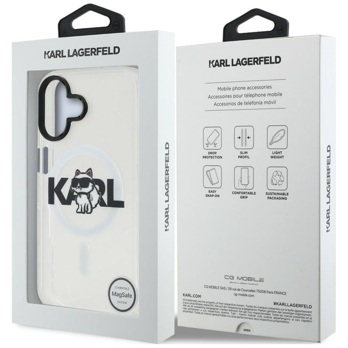 Кейс за iPhone 16 с лого на Karl Lagerfeld IML Choupette Sketch - MagSafe - прозрачен