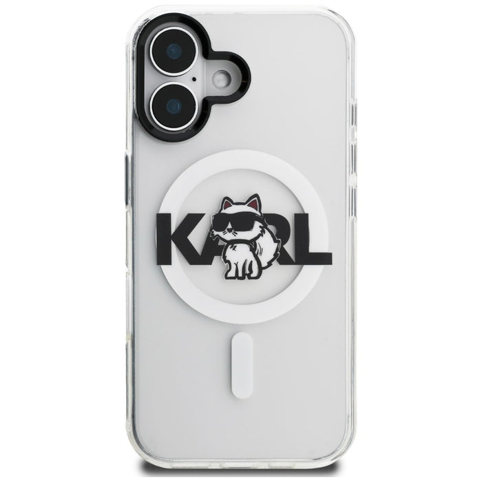 Кейс за iPhone 16 с лого на Karl Lagerfeld IML Choupette Sketch - MagSafe - прозрачен