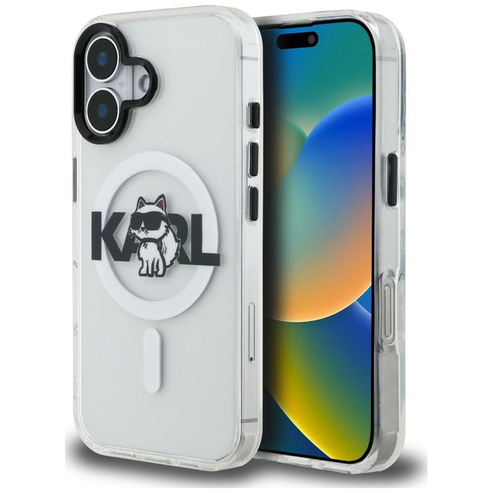 Кейс за iPhone 16 с лого на Karl Lagerfeld IML Choupette Sketch - MagSafe - прозрачен