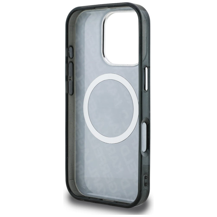 Кейс Karl Lagerfeld IML Glitter с лого на Karl & Choupette Heads MagSafe за iPhone 16 Pro - черен