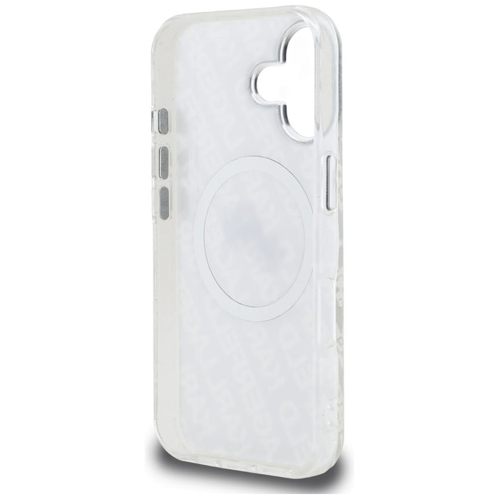 Кейс Karl Lagerfeld IML Glitter с лого на Karl & Choupette Heads MagSafe за iPhone 16 - сив