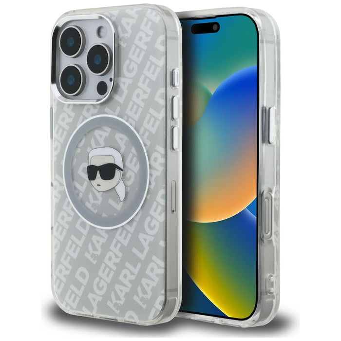 Кейс Karl Lagerfeld IML Karl Head Logo MagSafe за iPhone 16 Pro Max - сив