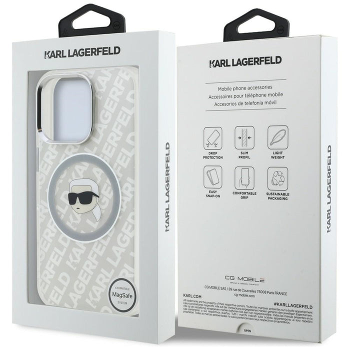 Кейс Karl Lagerfeld IML Karl Head Logo MagSafe за iPhone 16 Pro - сив