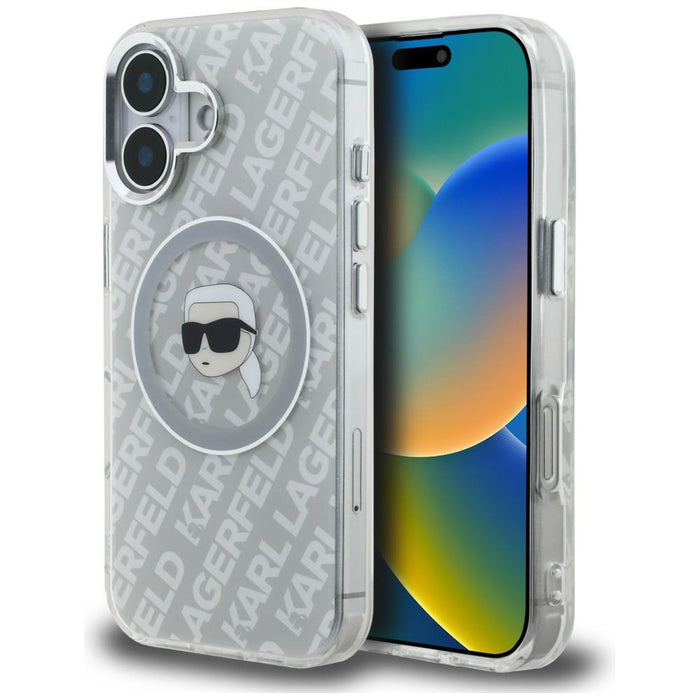 Кейс Karl Lagerfeld IML Karl Head Logo MagSafe за iPhone 16 - сив