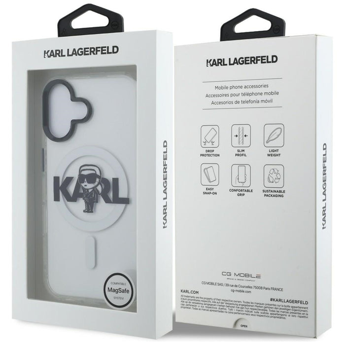Кейс Karl Lagerfeld IML Karl Sketch Logo MagSafe за iPhone 16 - прозрачен
