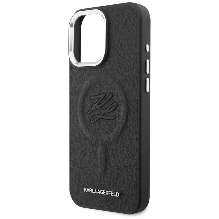 Кейс MagSafe с релефни инициали и пръстен Karl Lagerfeld за Samsung Galaxy S26 - черен