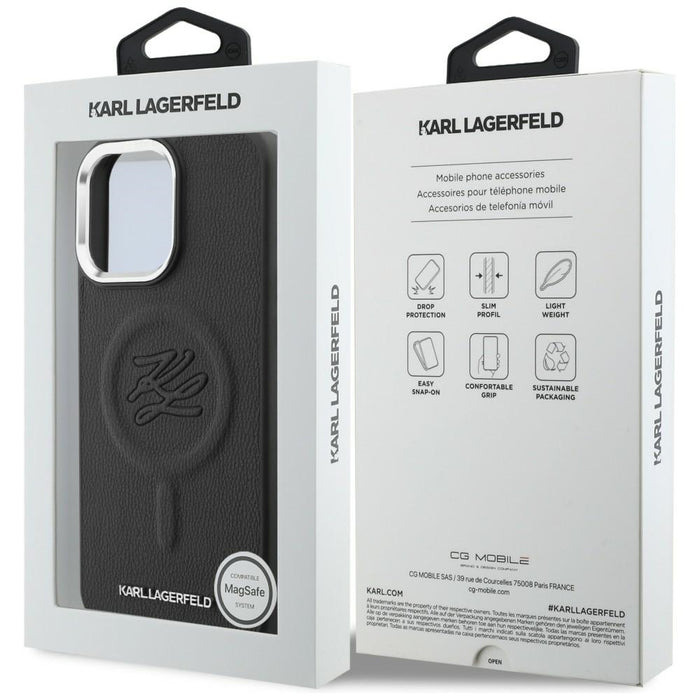 Кейс MagSafe с релефни инициали и пръстен Karl Lagerfeld за Samsung Galaxy S26 - черен