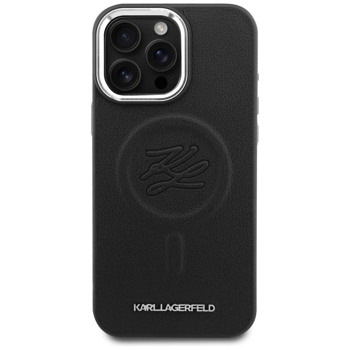 Кейс MagSafe с релефни инициали и пръстен Karl Lagerfeld за Samsung Galaxy S26 - черен