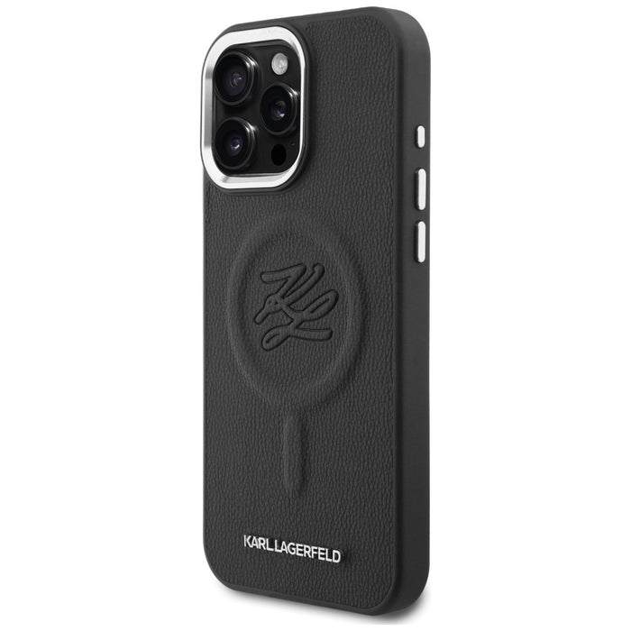 Кейс MagSafe с релефни инициали и пръстен Karl Lagerfeld за Samsung Galaxy S26 - черен