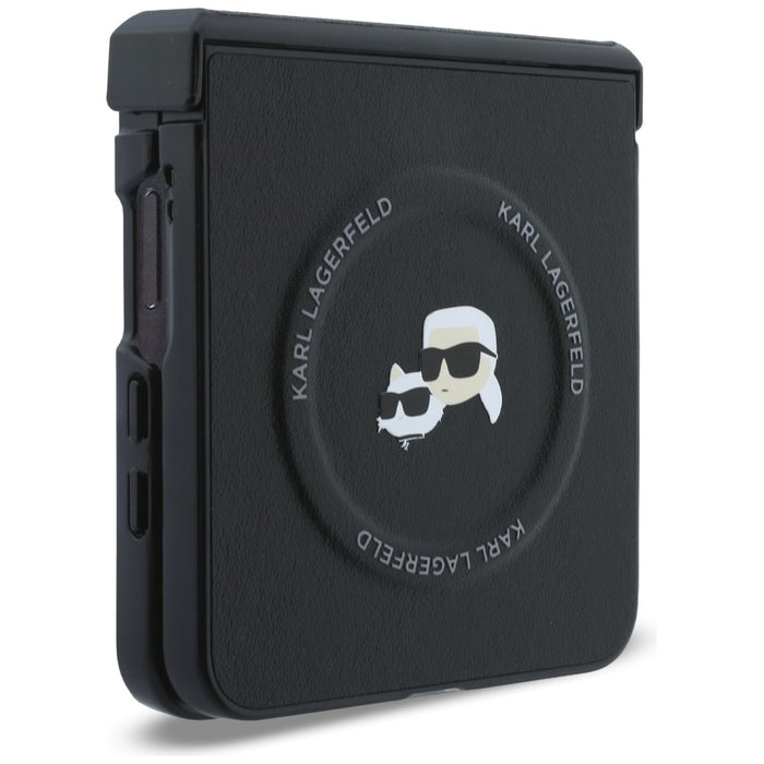 Калъф Karl Lagerfeld Karl&Choupette Pins MagSafe за Samsung Galaxy Z Flip 8 - черен