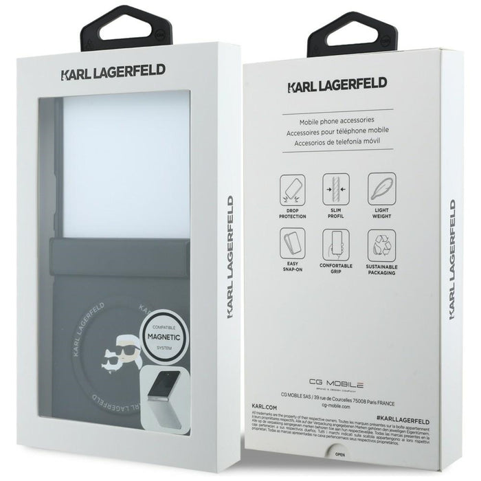 Калъф Karl Lagerfeld Karl&Choupette Pins MagSafe за Samsung Galaxy Z Flip 8 - черен