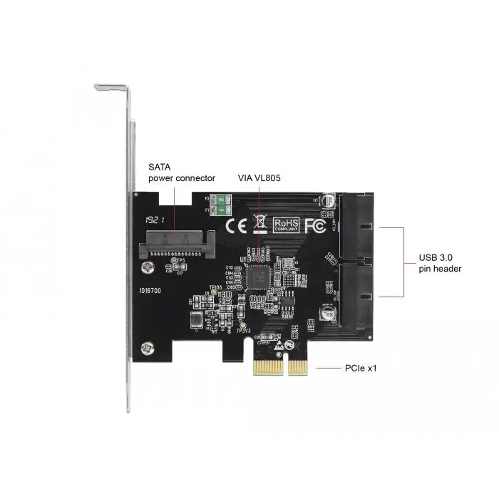 Карта Delock PCI Express x1 към USB 3.0 Pin Header