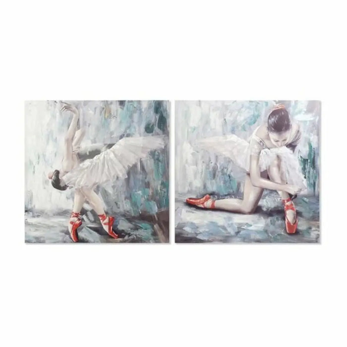 Картина DKD Home Decor Пластно Сив Син Дървен Бял (100 x 3