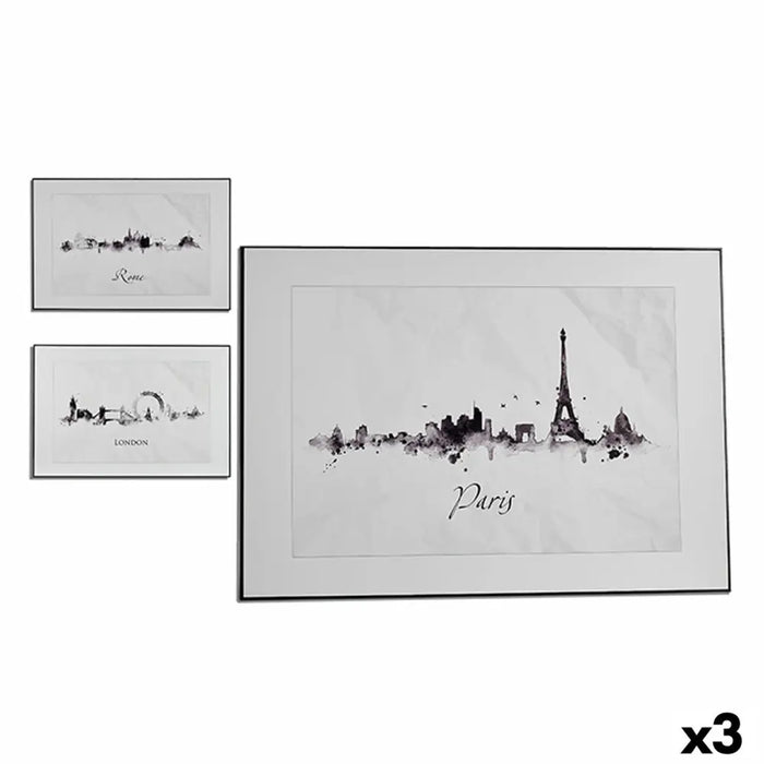 Картина Gift Decor 77561 77561 Бял Черен ПДЧ Град 81,5 x 3