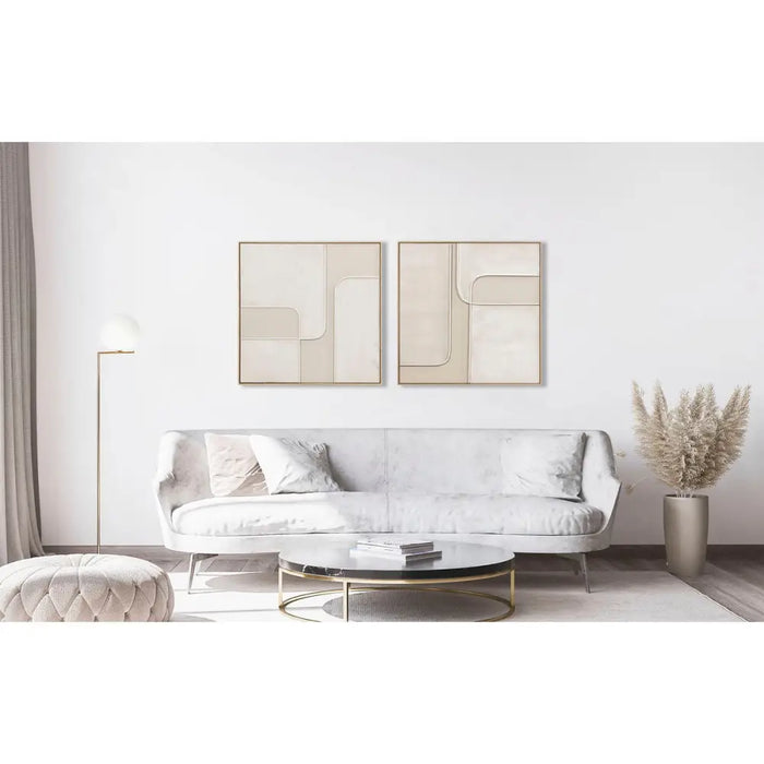 Картина Home ESPRIT Бял Бежов Абстрактен Град 92 x 4,5 x 92