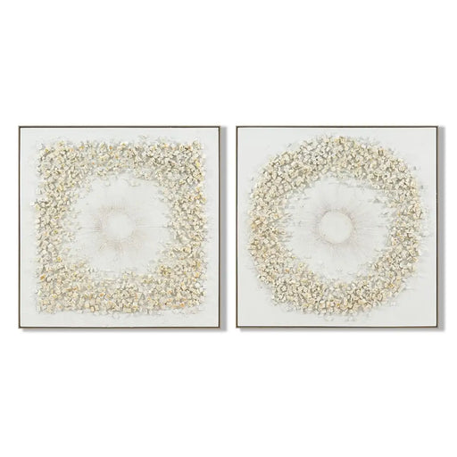 Картина Home ESPRIT Бял Кръгове 102 x 4,5 x 102 cm (2 броя)
