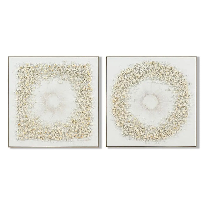 Картина Home ESPRIT Бял Кръгове 102 x 4,5 x 102 cm (2 броя)