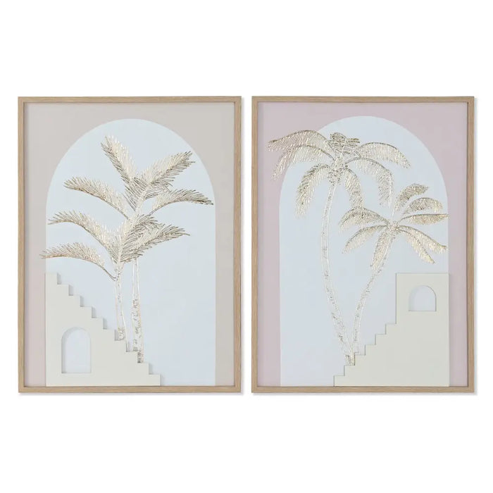 Картина Home ESPRIT Бял Бежов Палми Скандинавски 45 x 2,2 x
