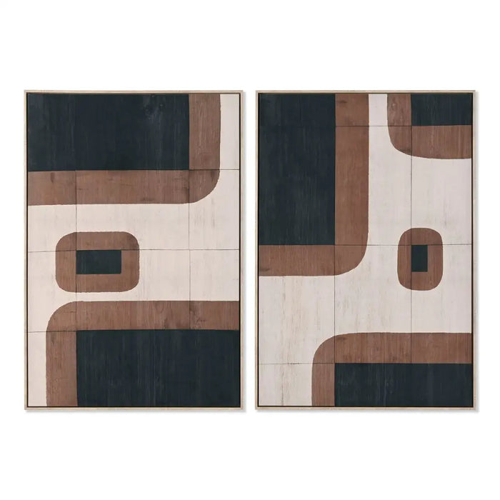 Картина Home ESPRIT Кафяв Бежов Абстрактен Кадифе Град (2