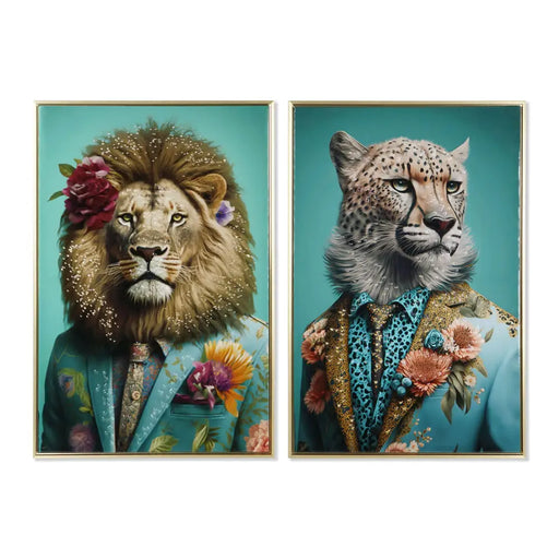 Картина Home ESPRIT Колониален Лъв 63 x 3,5 x 93 cm (2 броя)
