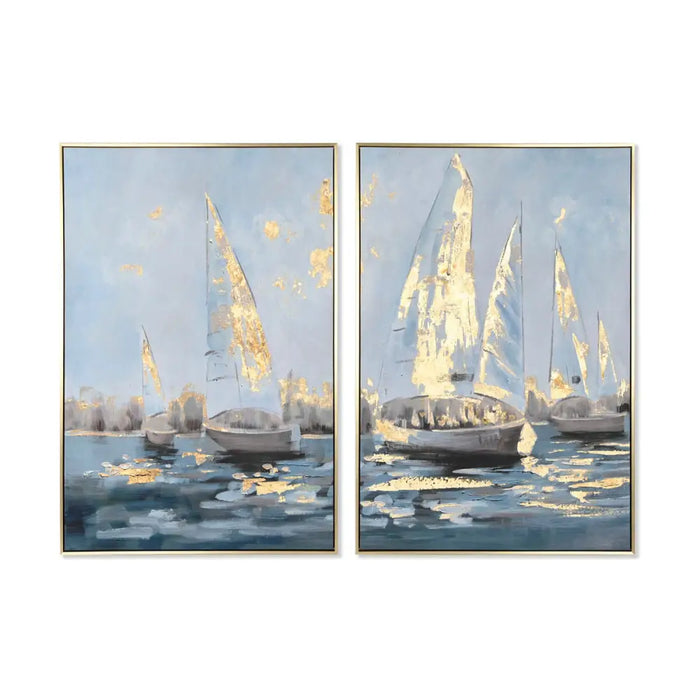 Картина Home ESPRIT Яхти Средиземноморско 83 x 4,5 x 123 cm