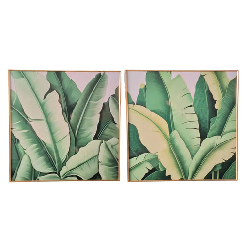 Картина Home ESPRIT Зелен Листи Тропически 80 x 3,5 x 80 cm