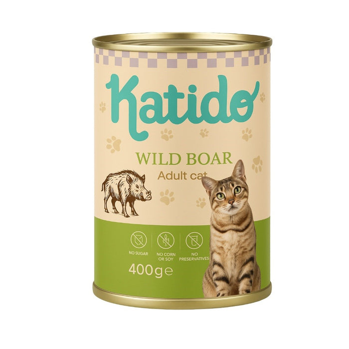 KATIDO Дива свиня - мокра храна за котки - 400 г