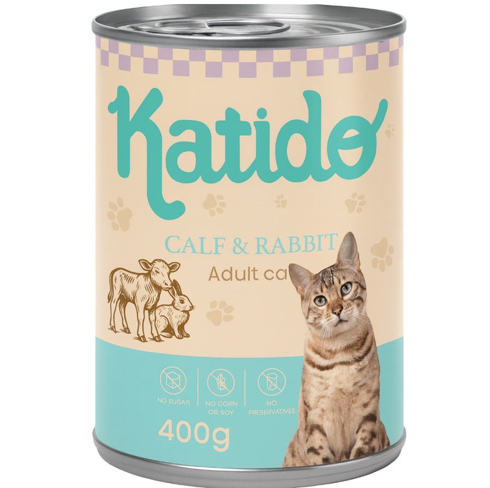 KATIDO Телешко със заешко - мокра котешка храна - 400 г