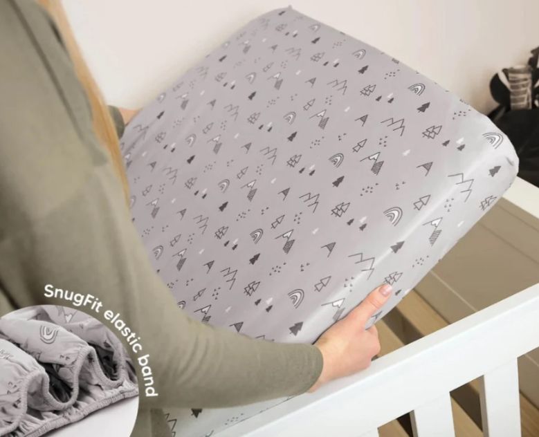 Бебешки чаршафи KeaBabies - 2 броя, органичен памук, 60 х 120 cm, сив/бял