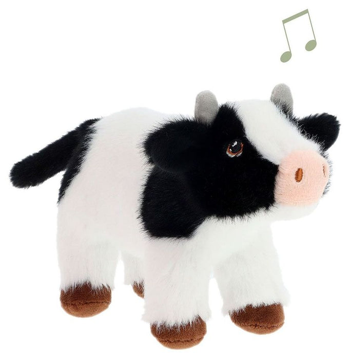 Интерактивна плюшена играчка Keel Toys Keeleco - Черно-бяла крава със звук, 15 cm