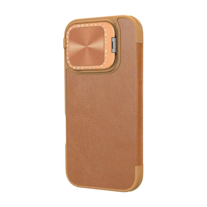 Кейс Nillkin Qin Prop Leather iPhone 16 бежов