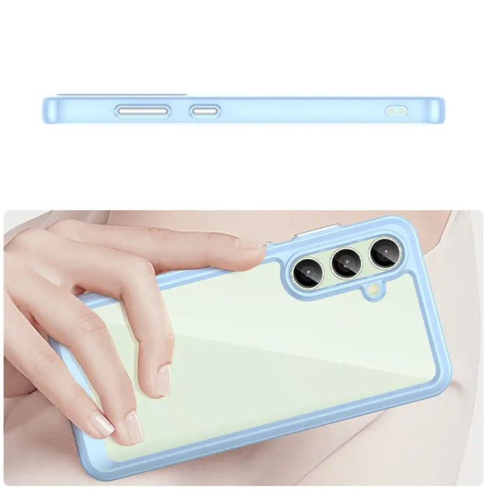 Кейс Outer Space с гел рамка за Samsung Galaxy S24 FE - син