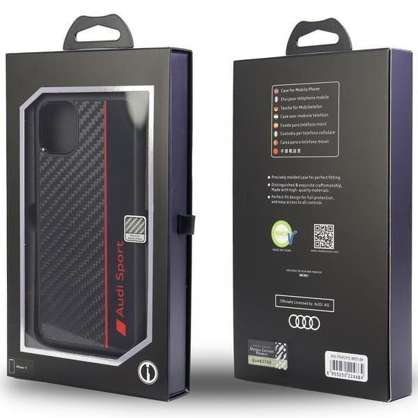 Кейс Audi Carbon Fiber Stripe за iPhone 12/12 Pro 6.1 черен