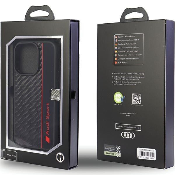 Кейс Audi Carbon Fiber Stripe за iPhone 13 Pro Max 6.7 черен