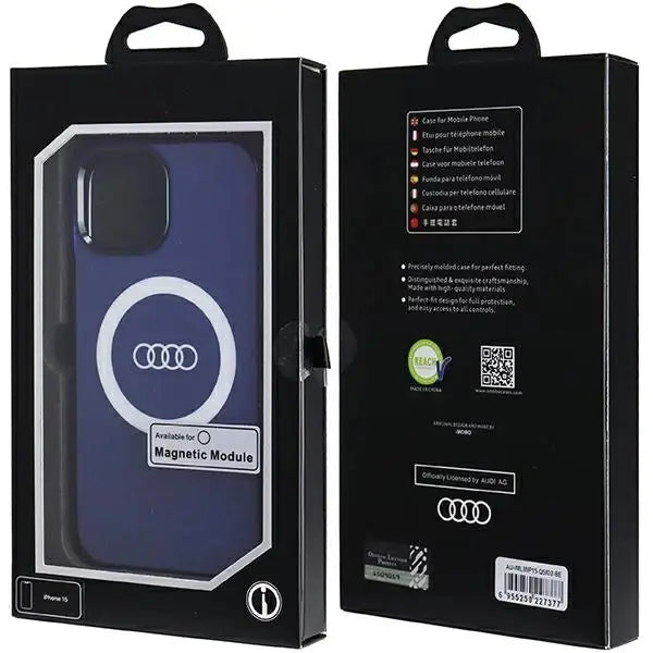 Кейс Audi IML Big Logo MagSafe за iPhone 15 / 14 13 син