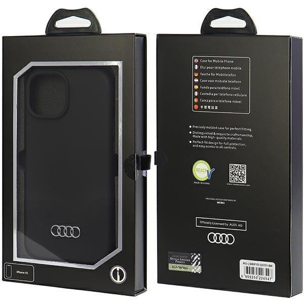 Кейс Audi Silicone Case за iPhone 15 6.1 черен / черен твърд