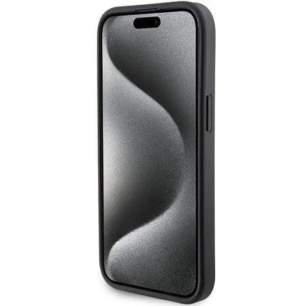 Кейс BMW Grip Stand Smooth & Carbon за iPhone 15 черен