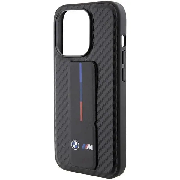 Кейс BMW Grip Stand Smooth & Carbon за iPhone 15 Pro черен