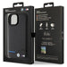 Кейс BMW Leather Carbon за iPhone 15 черен